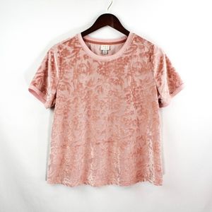 A New Day Crushed Pink Floral Velvet top, sz: M